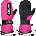 Andake Winter Ski Mittens for Men Women&Teenager,Waterproof & Insulated Snow Gloves, Warm Cold Weather Mittens,Professional Snowboard Mittens for Skiing, Snowboarding,Winter Sports (Pink, Large)