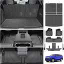 Powerty Floor Mats for 2021-2025 2026 Chevy Chevrolet Suburban/GMC Yukon XL 7 Seats Accessories, All Weather TPE Cargo Liner Seat Back Covers with Door Sill Guards Protectors,Full Coverage Set
