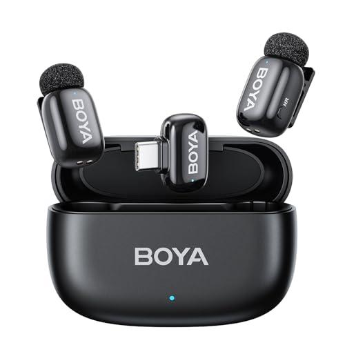 BOYA mini Wireless Lavalier Microphone for Android/Tablets/PC with USB C Plug,Noise Reduction,30H Battery Life with Charging Case,AI Voice Changer,Lapel Microphone Wireless for Video Recording Podcast