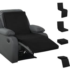HOMBYS 3-in-1 Recliner Seat Cushion with Lumbar Support Pillow & Footrest, Multi-Functional Adjustable Height 2" to 6" for You to Choose, Non-Slip Foam Chair Cushion for Elderly, Black