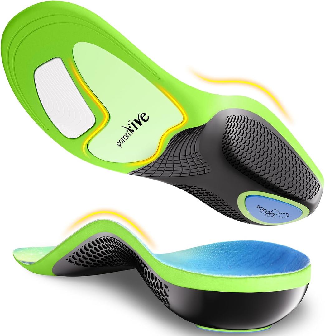 Plantar Fasciitis Insoles Shoe Inserts for Men Women, 240lbs Heavy Duty Arch Support Inserts for Pain Relief, Work Boot Orthotics Insoles for Standing All Day, S (S(Men 6.5-7.5/Women 7.5-8.5)--260mm, Green)
