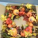 Fall Wreaths for Front Door Outside 24" Autumn Wreath with Fake Pumpkins, Pinecones, Berries, Fall Wreaths for Indoor & Outdoor, Falls Wreath for Home, Porch, Harvest, Halloween, Thanksgiving Decor