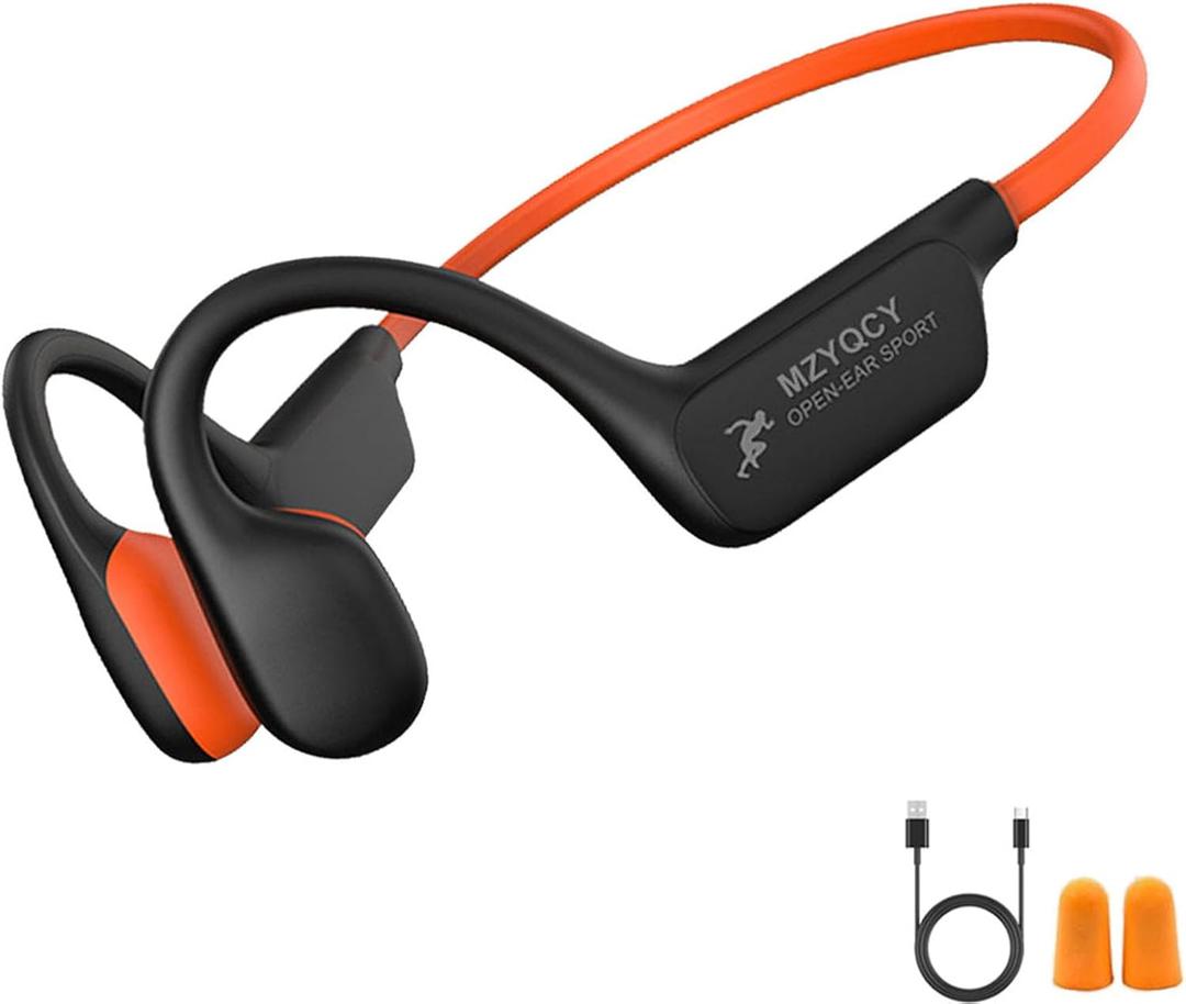 Bone Conduction Headphones,Open Ear Wireless Bluetooth 5.4 Headphones with MicIPX6 Waterproof Sport Bluetooth Headset15H Playback for Running Cycling Walking,Outdoor (Orange)