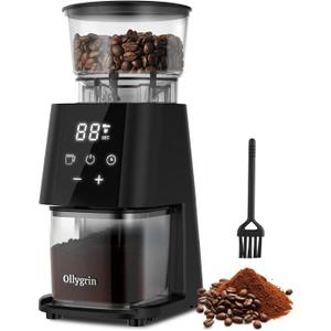 Ollygrin Electric Conical Burr Coffee Grinder, Coffee Grinder with 30 Grind Settings, Touchscreen Coffee Grinder for Home Use, Compact Coffee Bean Grinder for Espresso, Drip, French Press