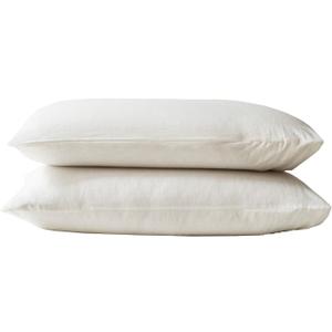 TOSMO Pure Linen Pillowcases 1 Pair, 100% French Natural Flax Pillow Cases (Queen, 20x30 inches) - Off White