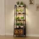 63" Plant Stand Indoor with Grow Lights, 5 Tiered Indoor Plant Shelf, Tall Plant Stands for Indoor Plants Multiple, Metal Plant Flower Holder, Sturdy Plant Rack for Home,Patio