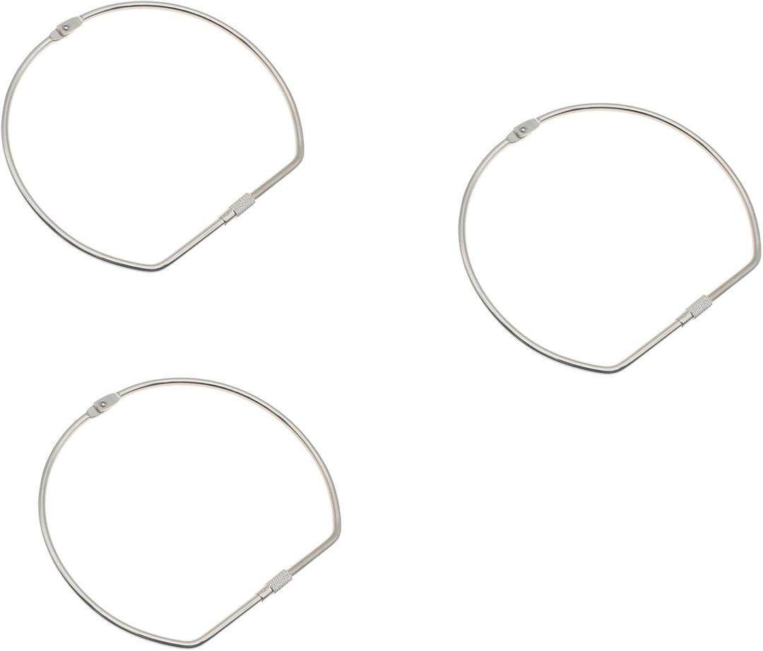3 PCS Binding Book Rings 5 Inch D-Shaped Key Storage Ring Silver Tape Storage Rings for DIY Decoration and Paper Organization