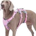 Huntboo Escape Proof Dog Harness, No Pull Reflective Harness with Lift Handle, Adjustable Pet Vest with Front and Back Leash Clips for Small Medium Large Dogs Walking Hiking Training (Pink,XL)