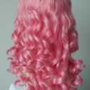 Bridget Curly Wig - 20" Synthetic Pink Wig for Girls & Women - Halloween Costume