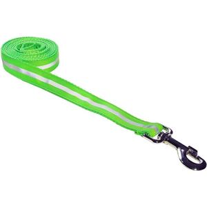 Small Reflective Green Dog Leash: 3/4" Wide, 4ft Length - Made in USA 