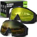 OXG Ski Goggles for Men Women, UV Protection Snowboard Snowsports Goggles for Kids Youth (Tawny (Vlt 25.1%) + Yellow (Vlt 88.2%))