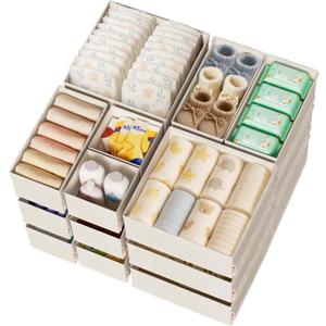 ZenStorage Linen Drawer Organizers for Nursery, Dresser & Closet (20-Pack)  Sturdy, Collapsible Nursery & Dresser Dividers for Baby Clothes, Socks, Underwear & Essentials  Multi-Size Set, Beige