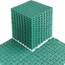 MAXWAVE 18 Pack 12" x 12" Modular Interlocking Floor Mats, Soft PVC Non-Slip Drainage Tiles, Splicing Rubber Cushion Flooring for Deck, Shower, Pool, Basement, Shed, Indoor and Outdoor Use (Green)