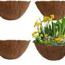 4PCS Hanging Basket Liner Coco Liner for Hanging Basket12 Inch Round Plant Basket Liners Coco Fiber Liner for Planters Coconut Coir Liner Flower Pot for Hanging Basket