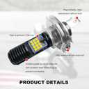 9-16V H4 LED Motorcycle Headlight Bulbs, Super Bright 3030 Chips Bulb Halogen Lamp Replacement, Waterproof High/Low Beam LED Headlight Bulb for Most Motorcycles ATVs (White)