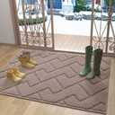 OLANLY Indoor Door Mat, 40x32, Dirt Resistant and Absorbent, Sturdy Non-Slip Rubber Backing, Easy to Clean, Washable Low-Profile Doormat for Entryway, Brown