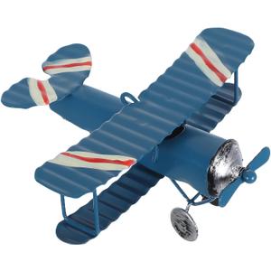 Toyvian Vintage Airplane Decor Metal Aircraft Model Retro Desktop Ornament for Home Office Tabletop Display 3.93X3.54X1.96 Inches