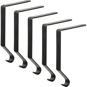 Sunshane Christmas Stocking Holders Metal Mantel Stocking Hanger Hooks Fireplace Hang Grips for Christmas Party Decorations (Black, 5)