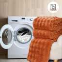 Faux Fur Caramel Orange Throw Blanket for Couch - Super Soft Heavy Flufyy Thick Bubble Throw Blankets for Bed Bedroom Living Room Farmhouse Sofa Chair Fall Winter Warm, 90x90 Inch