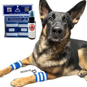 Proud Pet Patches Better Dog Bandage for Wound Care. Recovery Bandages for Dog and Cat Leg & Paw. Cover & Help Licking of Hot Spots, Lick Granuloma, Stitches. Cone Alternative w/Hot Spot Spray (Large)