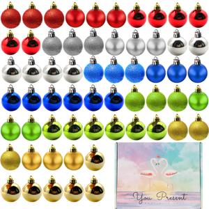 60 Pack Christmas Balls Ornaments,Colorful with Red/Green/Blue/Silver/Gold Shatterproof Shiny and Polshed Glossy Christmas Tree Ball for Xmas Tree,Holiday and Wedding Party Decorations,1.57"(40mm)