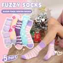 Fuzzy Slipper Socks Thick Fluffy Warm Winter Cozy Plush Soft Sleep Home Socks for Women Men (M)