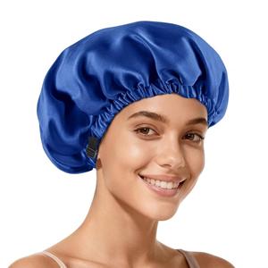 Zixsavk Adjustable Double Layer Silk-Satin Hair Bonnet for Sleeping Women – Anti-Frizz Curly Hair Sleep Cap, Hair Protector for Night, Moisture Retention Soft Bonnet for Natural Hair (Dark blue,Large)