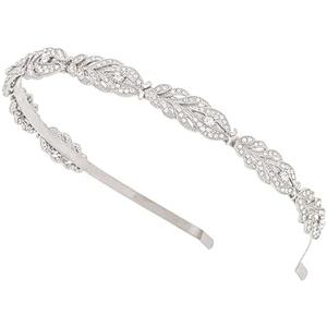 Oriamour Flower Design Rhinestone Crystal Wedding Headband Bridal Headpieces Simple Design Bridal Headband (Silver)