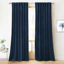 RYB HOME Velvet Curtains 96 inches - Blackout Curtains for Living Room,Thermal Insulated Noise Reducing Panels Luxury Vertical Sense Window Decor for Party Backdrops, Navy Blue, W52 x L96, 2 Panels
