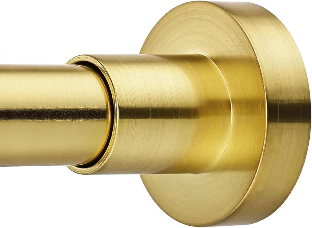 Shower Curtain Rod Tension- No Drill Non-Slip Spring Tension Shower Rod for Window or Bathroom, 43-73 inches Metal Steel, Light Gold