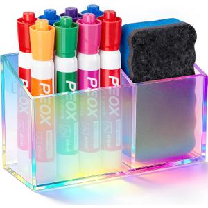 BEYGORM Magnetic Dry Erase Marker Holder for Whiteboard,Non-slip Acrylic Magnet Pen Holder for Fridge Refrigerator,Locker Organizer for Work,Locker Accessories,Pencil Cup for Desk(Colorful)