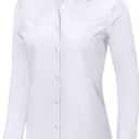 Ruisin Super Soft Wrinkle Free Button Down Shirts for Women Solid Long Sleeve Striped Formal Work Dress Blouses Tops (White, XL)
