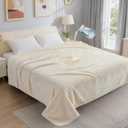 LOOBANI Waterproof Blanket for Bed: Reversible Soft Flannel Queen Bed Blanket 80" x 90", Waterproof Dog Blankets for Large Dogs, Spill-Proof Cover for Furniture Protection, Movie Time, Beige