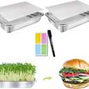 Stainless Steel Sprouts Growing Kit 2-Tier 10.4 inch Trays, Microgreens Growing Kit, Seed Sprouting Tray with Encrypted Mesh Sprouts for Beans Alfalfa Broccoli Wheat Grass