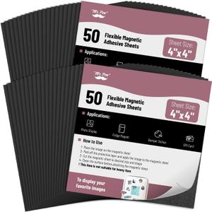 Mr. Pen- Adhesive Magnetic Sheets, 4" x 4", 50 Pack, Flexible Magnetic Sheet, Photo Magnets