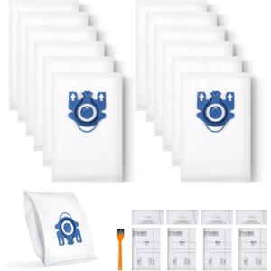 12 Pack 3D Dust Bags, Compatible with Miele GN Vacuum Bags, Replacement for Miele Classic C1 Complete C1, C2, C3, S400i S600 S2 S5 S8 Series, with 4 MP Filters, 4 AC Filters