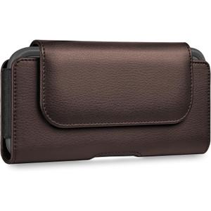 Leather Cell Phone Holster Case with Belt Holder Clip for iPhone Pro Max, Plus 17 16 15 14 13 12, Samsung Galaxy FE, Plus S25 S24 S23 S22, L-Coffee