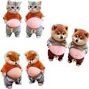 3D Funny Pet Stickers, Cute Shiba Inus and Cats Belly Door Stopper Wall Protector — Quiet Shock Absorbing for Doorknobs, Refrigerator, Cabinets(3 Pairs)