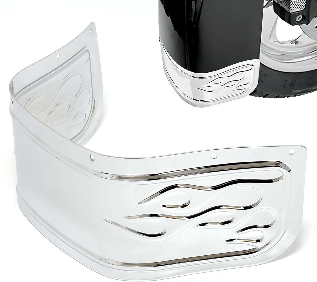 Motorcycles Flame Graphic Front Fender Skirt Extended Front Fender for Harley Touring Electra Glide Ultra Classic Tri Glide Ultra Road King 1980-2013 (Chrome)