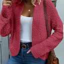 Dokotoo Women's 2026 Fashion Casual Open Front Long Sleeve Chunky Knit Cardigans Sweaters Outerwear Coats (Pink, S)