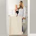 Momcozy Retractable Baby Gate, 33" Tall, Extends up to 55" Wide, Child Safety Baby Gates for Stairs, Doorways, Hallways, Indoor, Outdoor (33" Tall x 55" Wide, Cream-coloured)