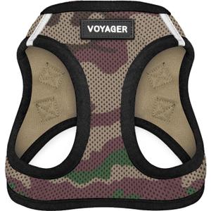 Best Pet Supplies - All Weather Mesh, Reflective, No Pull Harness for Small, Medium Dogs, Cats - Secure with Hook & Loop Fastener, Buckle, Double D-Rings - Army/Black Trim, M 