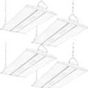 4-Pack LED High Bay Shop Light Commercial 165W 23100 Lumens 5000K 100-277V Dimmable, 2FT Linear Hanging Bay Lights for Warehouse Workshop Supermarket Stadium, Power Tunable 