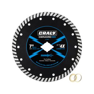 CRALY 7 Inch Super Thin Turbo Diamond Blade, 7/8 in Arbor, 7'' Diamond Stone Blade for Angle Grinder & Circular Saw, Diamond Cutting Wheel for Cutting Granite, Concrete, Brick, Marble, Masonry