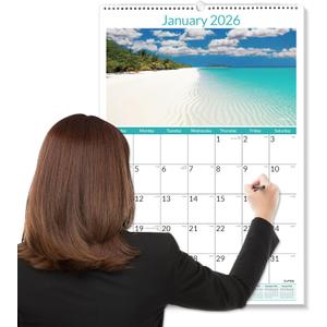 SUNEE 2026 Wall Calendar Large 22.75"x15.5", 21 Month from October 2025 to June 2027, Vertical Extra Large Monthly Calendar 2026-2027 for Wall, Beaches