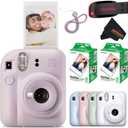 Fujifilm Instax Mini 12 Instant Camera Lilac Purple with Sandisk 32 GB USB Flash Drive + 40 Sheets Fujifilm Instax Mini Film Bundle, Sunshine Photo Microfiber Cleaning Cloth Included