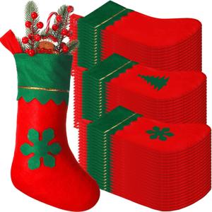Liitrsh 60 Pack Christmas Stocking 15 Inch Xmas Fireplace Santa Socks Christmas Tree Hanging Stockings Decoration for Holiday Family Party Accessory(Red Green)