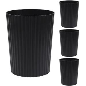 JiatuA Small Trash Can Plastic Wastebasket Round Garbage Container Bin for Bathroom, Kitchen, Bedroom, Home Office, College Dorm, Black 4 Pack