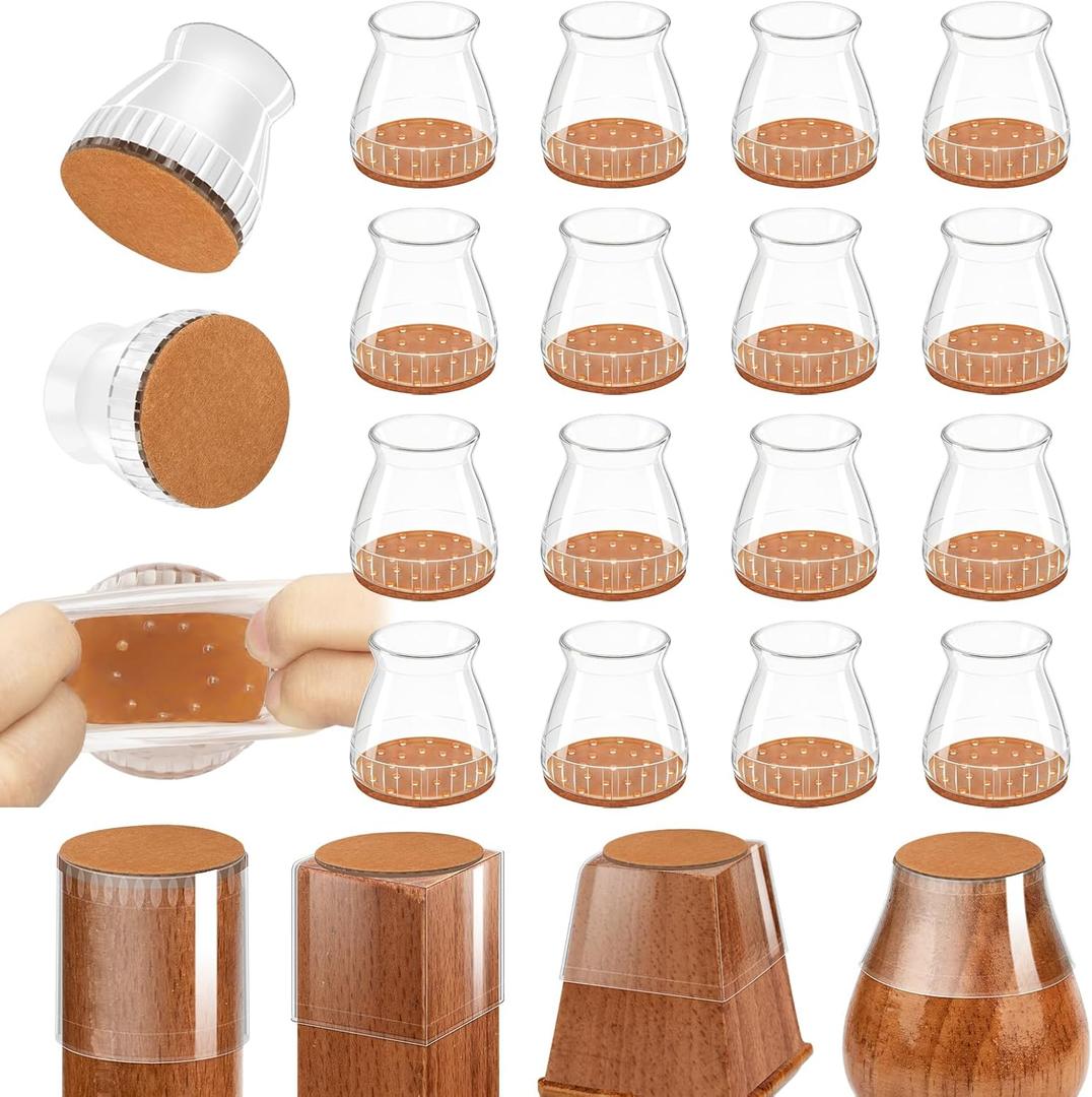 Chair Leg Floor Protectors, 24 Pack Silicone Furniture Pads for Hardwood Floors, Anti-Scratch Furniture Sliders Felt Pads, Noise-Reducing Chair Feet Covers, Table Legs Fit Sizes to(1.3" to 1.97")