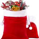 DIYDEC 2pcs Christmas Velvet Santa Bags with Drawstring Christmas Red Santa Gift Bags Large Gift Sack for Xmas Present Party Supply Costume Holiday Wrapping